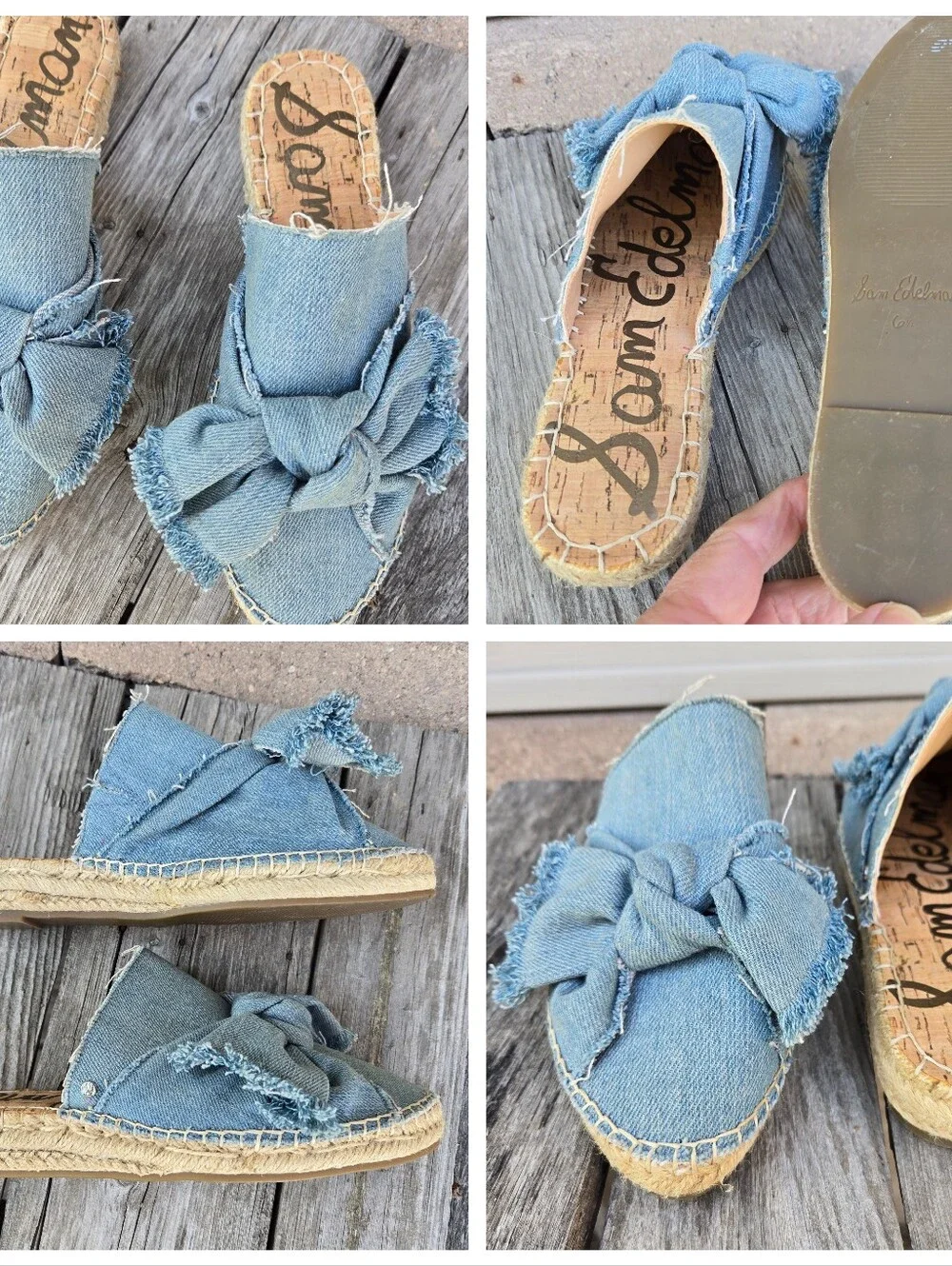 New Sam Edelman Denim Espedrilles 6.5 Open Back 